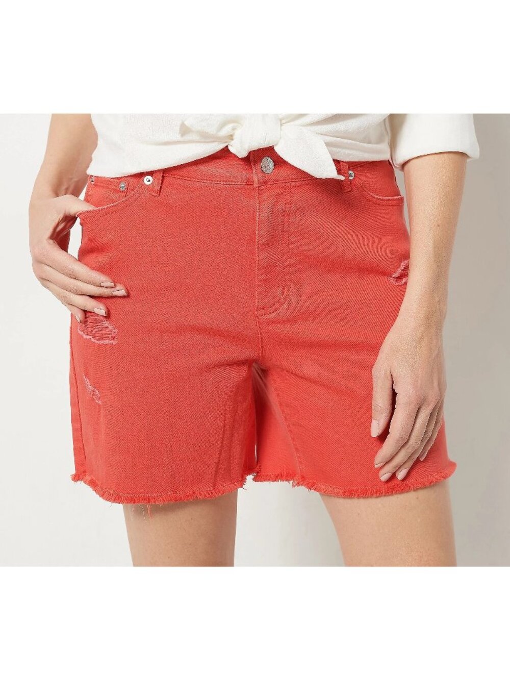 Candace Cameron Bure Shorts Women 16 Petite Pacific Denim Cherry Orange NEW